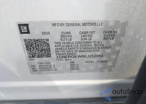2019 Chevrolet Traverse 1Lt from USA, damaged, VIN 1GNERGKW0KJ252051